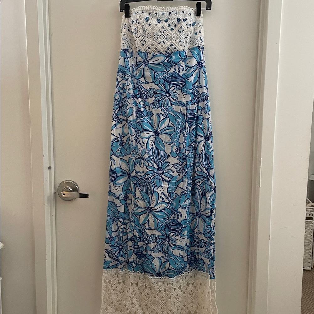 RARE Lilly Pulitzer Jubilee Blue Crab Coronado Maxi Dress 6 EUC - Picture 2 of 9